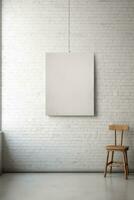 AI generated Mockup blank poster on wall simple interior. AI Generative photo