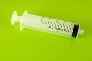 a syringe on a green background photo