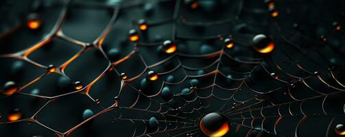 AI generated cobweb macro on dark background. ai generated photo