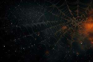 AI generated cobweb macro on dark background. ai generated photo