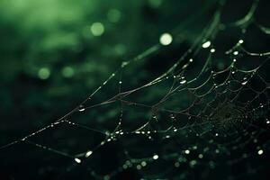 AI generated cobweb macro on dark background. ai generated photo