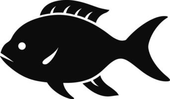 Fish icon template black color. Fish symbol vector sign isolated on white background. AI generated illustration.