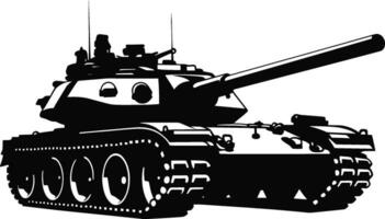 Silhouette of modern main battle tank. Side view. Flat vector. AI generated illustration. vector