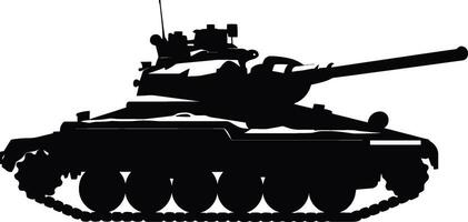 Silhouette of modern main battle tank. Side view. Flat vector. AI generated illustration. vector