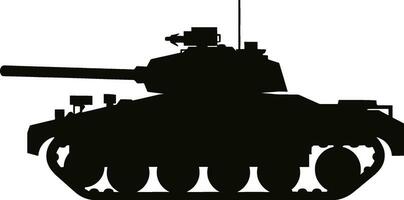 Silhouette of modern main battle tank. Side view. Flat vector. AI generated illustration. vector