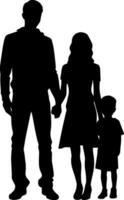 Suluet family four persons parents and two children. AI generated illustration. vector