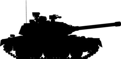 Silhouette of modern main battle tank. Side view. Flat vector. AI generated illustration. vector