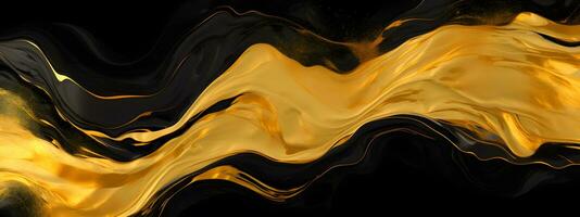 AI generated Black and gold abstract background photo