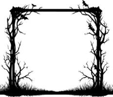 Scary frame border silhouette isolated on white backgrounf for Halloween day. AI generated illustration. vector