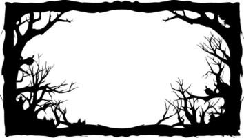 Scary frame border silhouette isolated on white backgrounf for Halloween day. AI generated illustration. vector