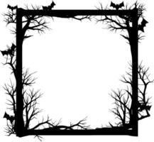 Scary frame border silhouette isolated on white backgrounf for Halloween day. AI generated illustration. vector