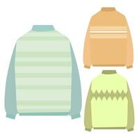 Set of different warm knitted sweaters vector