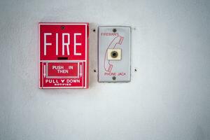 Red fire alarm switch photo