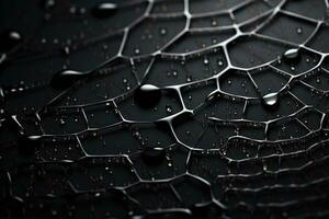 AI generated cobweb macro on dark background. ai generated photo