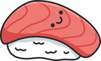 Maguro Sushi icon in doodle style isolated on white background. Vector illustration.