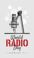 mundo radio día póster con micrófono vector