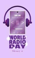 World Radio Day poster with streaming radio on smartphone vector