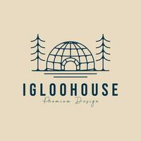 igloo house line art  logo icon simple vector illustration template design