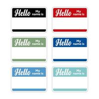 Set of 6 colorful name tags stock illustration vector