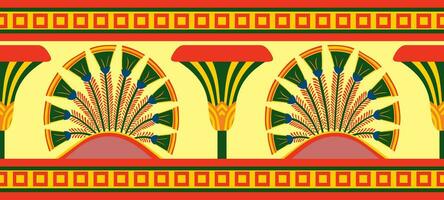 Vector colored seamless Egyptian ornament. Endless border, Ancient Egypt frame.