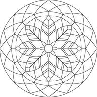 Vector outline round stained glass pattern for window or ceiling. Mosaic circle, geometric ornament. Sketchy flower