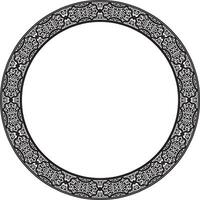 Vector monochrome round oriental ornament. Arabic patterned circle of Iran, Iraq, Turkey, Syria. Persian frame, border. For sandblasting, laser and plotter cutting
