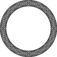 Vector monochrome round oriental ornament. Arabic patterned circle of Iran, Iraq, Turkey, Syria. Persian frame, border. For sandblasting, laser and plotter cutting