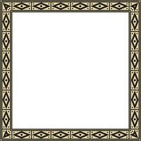 Vector gold and black square national Indian patterns. National ethnic ornaments, borders, frames. colored decorations of the peoples of South America, Maya, Inca, Aztecs