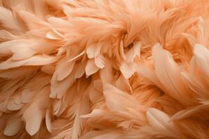 AI generated abstract feather background, concept color of the year 2024 Peach Fuzz. AI Generated photo