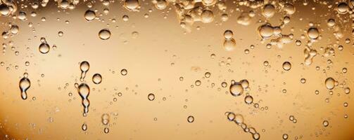 AI generated Champagne fizz bubbles soars over a golden background. AI Generated photo