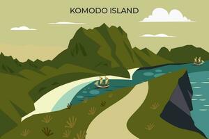 Komodo nasional Park in padar island Indonesia vector