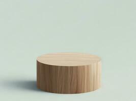 AI generated Empty wooden 3d cylinder pedestal podium, Minimal scene for cosmetic display photo