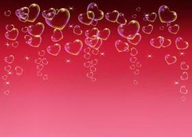 pink rectangular Valentine's background with glittering hearts, illustration. vector