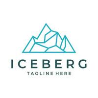 Iceberg logo line art design template, ice mountain icon design vector