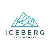 Iceberg logo line art design template, ice mountain icon design vector