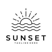 sunset logo line art vector simple illustration template icon graphic design