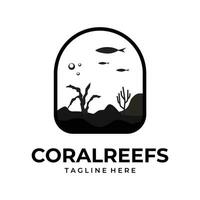 coral arrecife silueta logo vector modelo vector ilustración diseño