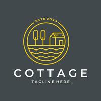 Cottage line art  logo vector  illustration template icon minimalist graphic design