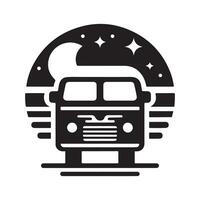 geometric monochrome illustration logo of campervan vector