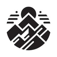 geometric monochrome illustration logo of mountains vector