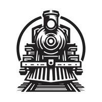 vintage hand drawn illustration of old steam train logo design vector