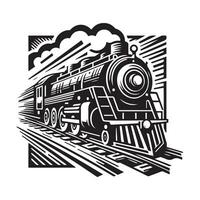 vintage hand drawn illustration of old steam train logo design vector