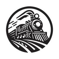 vintage hand drawn illustration of old steam train logo design vector