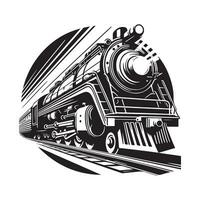 Clásico mano dibujado ilustración de antiguo vapor tren logo diseño vector