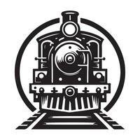 vintage hand drawn illustration of old steam train logo design vector