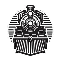 vintage hand drawn illustration of old steam train logo design vector