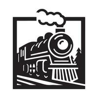 Clásico mano dibujado ilustración de antiguo vapor tren logo diseño vector