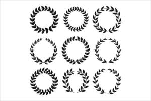 Set of vector laurel wreaths,Vintage designs, Leaves and branches round frames, Hand drawn sketch style.