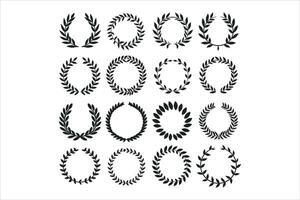 Set of vector laurel wreaths,Vintage designs, Leaves and branches round frames, Hand drawn sketch style.