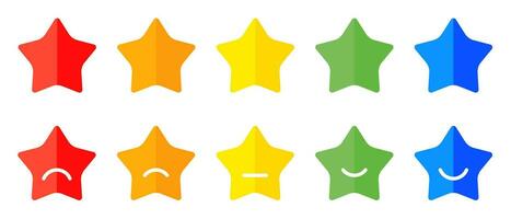 Five stars flat icon design with different expressions, customer review concept on web vector